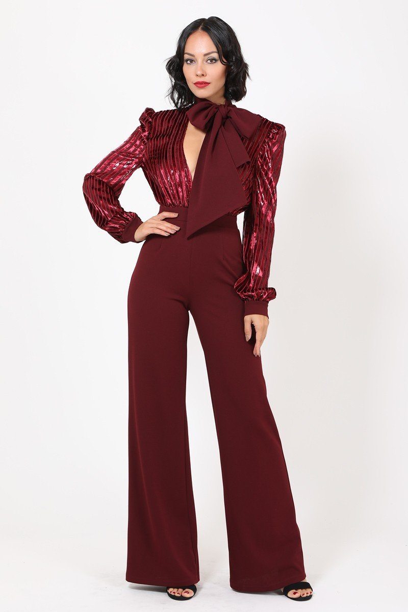 Gorgeous Shiny Lining Pattern Jumpsuit