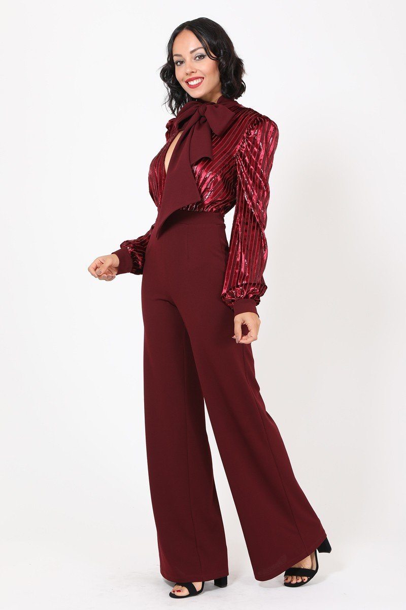 Gorgeous Shiny Lining Pattern Jumpsuit