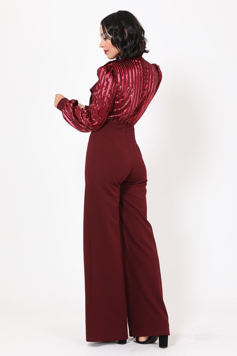 Gorgeous Shiny Lining Pattern Jumpsuit