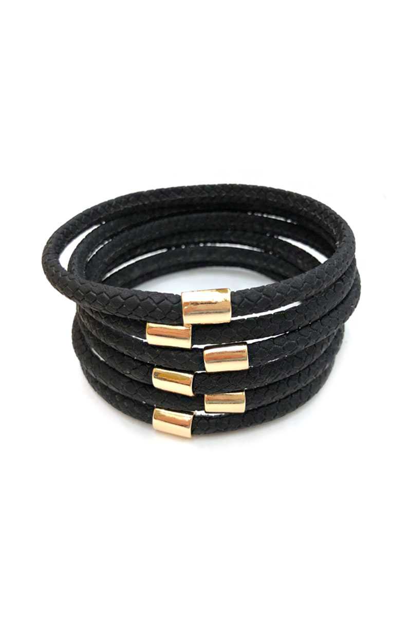 Multi Faux Leather Bangle Bracelet