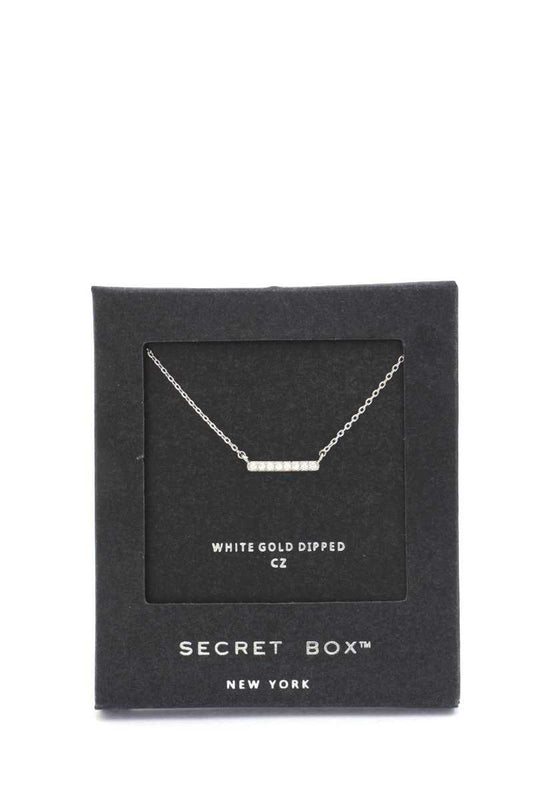 Secret Box Cubic Zirconia Bar Necklace