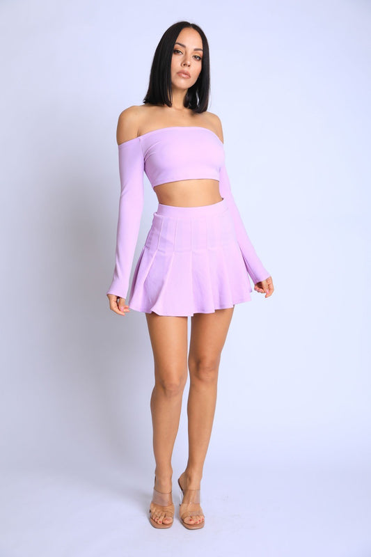 Off Shoulder, Skater Skirt Set