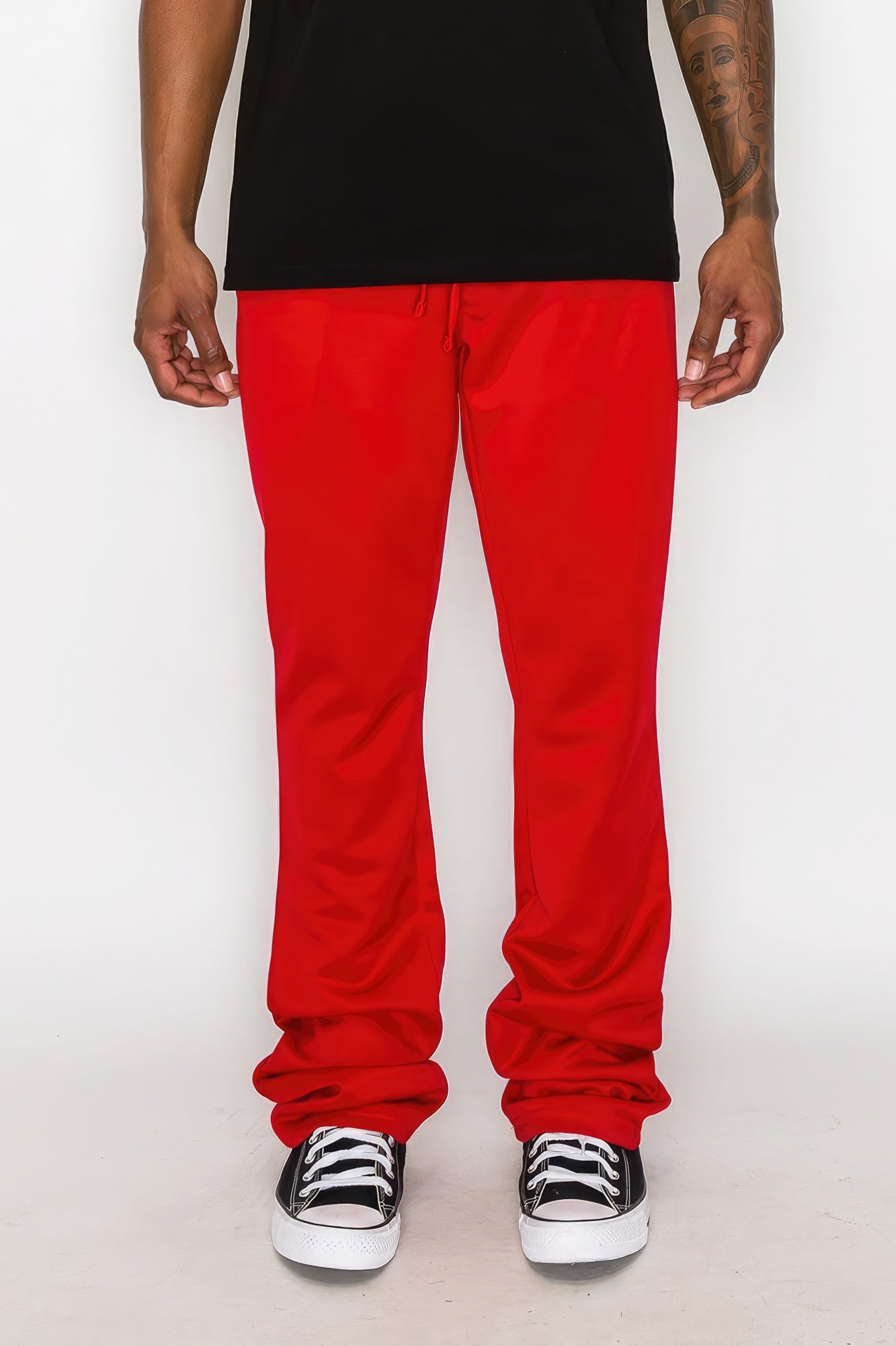 Solid Flare Stacked Track Pants